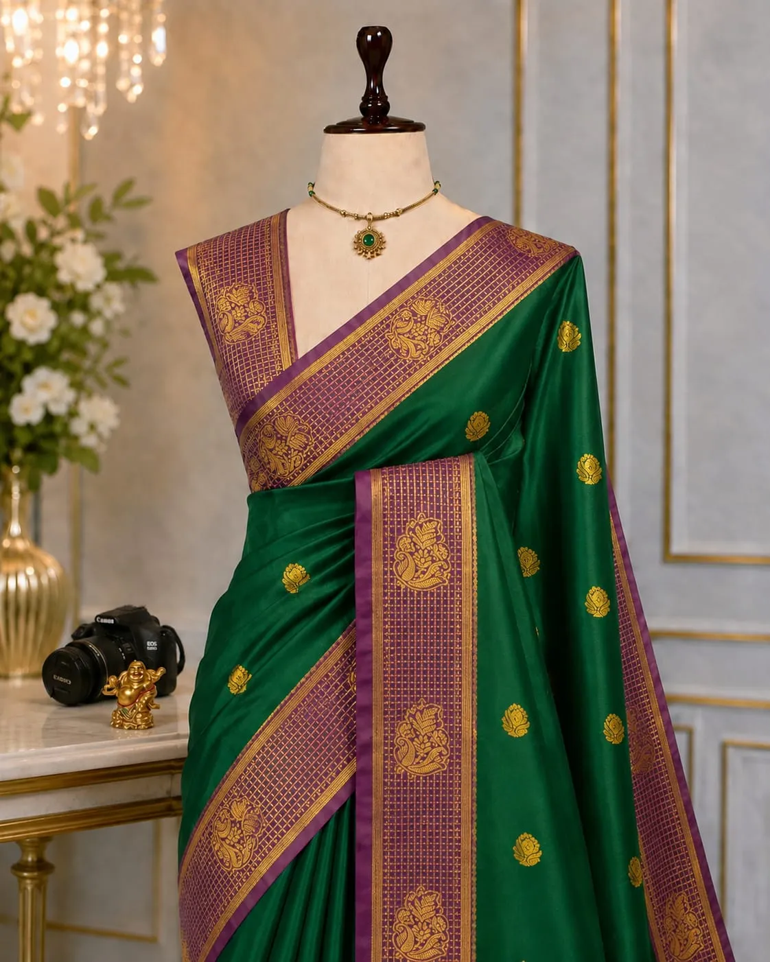 Fusion Korvai Zari Butta Semi Silk Saree